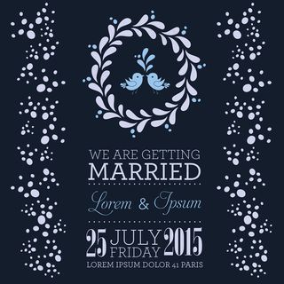 蓝色婚礼卡片背景矢量素材