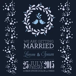 蓝色婚礼卡片背景矢量素材