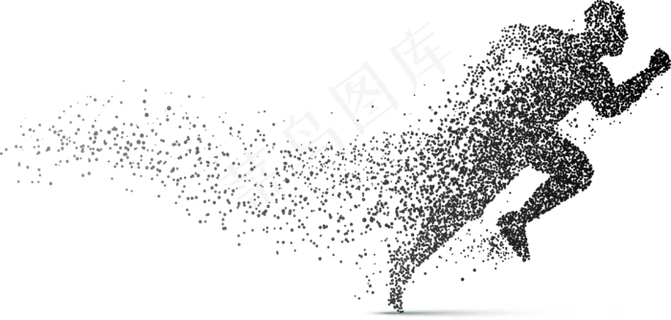 颗粒拼图跑步的人