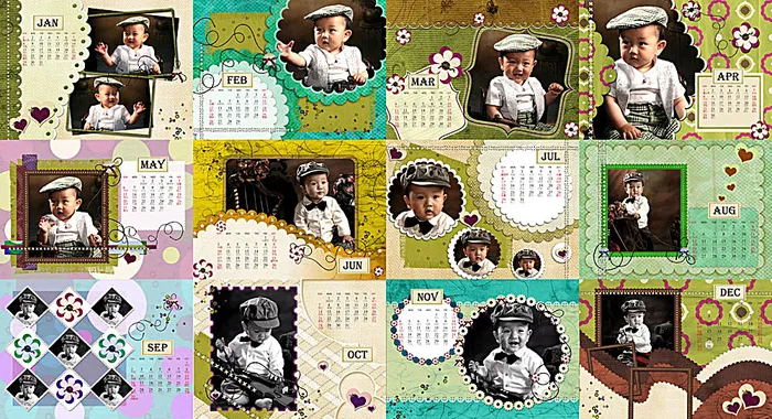 2012年剪贴风格台历(2171X1571(DPI:300))psd模版下载