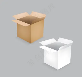 打开的纸箱子矢量素材图片