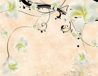 高清立体百合花电视背景墙