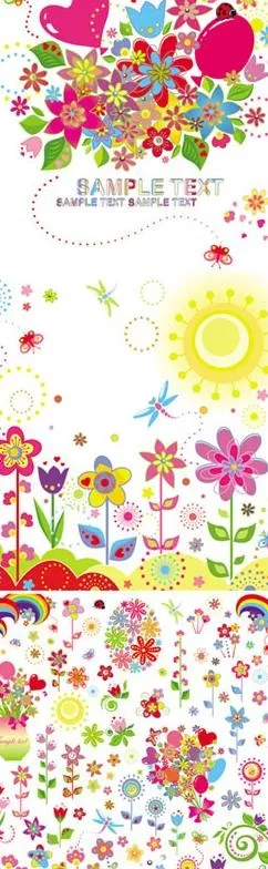 可爱的花朵儿童插画矢量素材
