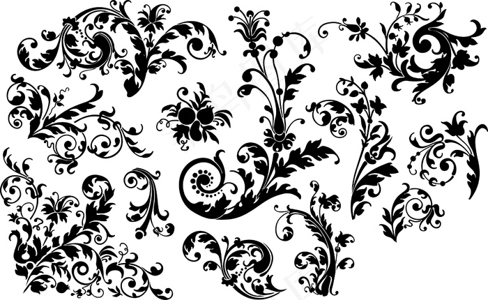 唯美文艺花卉装饰矢量设计（分组图）