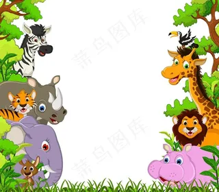 卡通动物空白公告栏图片