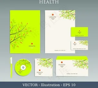 淡雅花卉矢量VI设计模板