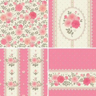 粉红色的玫瑰图案背景矢量素材04