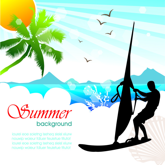 夏季风光矢量素材下载