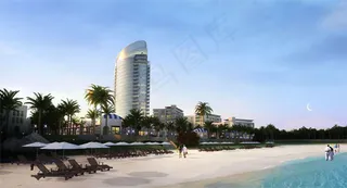 城市沙滩美景高清图片psd分层素材