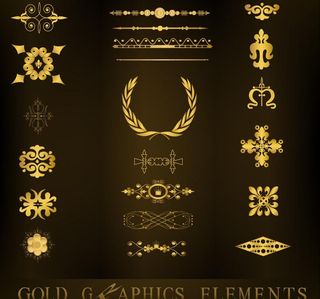 金色欧式花纹花边装饰图片