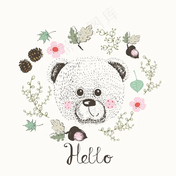 水彩手绘森系动物植物婚礼请柬背景元...eps,ai矢量模版下载