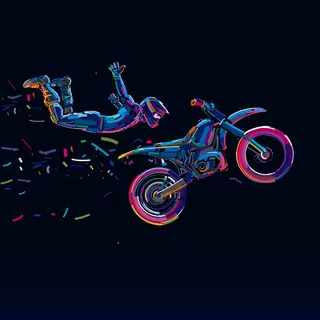 科技感摩托车运动员剪影