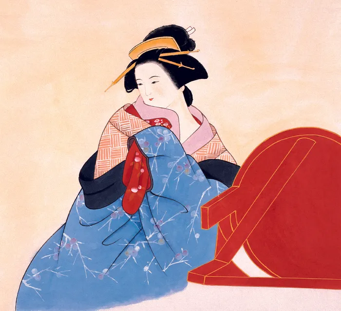 扇子的东洋侍女图