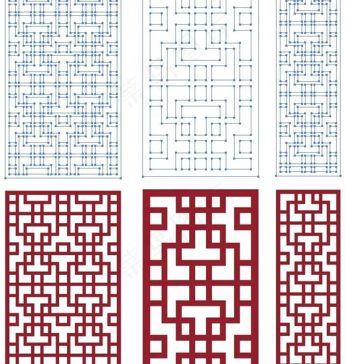 雕刻花格图片ai矢量模版下载