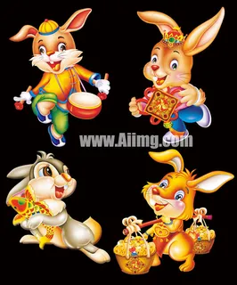 卡通兔子PSD素材集(二)