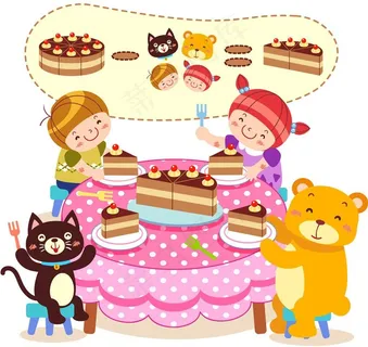 小朋友吃蛋糕图片