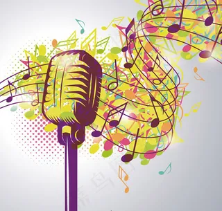 时尚麦克风和五线谱矢量素材下载