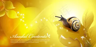 金色蜗牛主题矢量素材-3