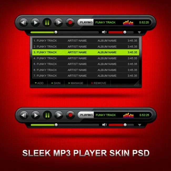 音乐播放器UI设计界面psd模版下载
