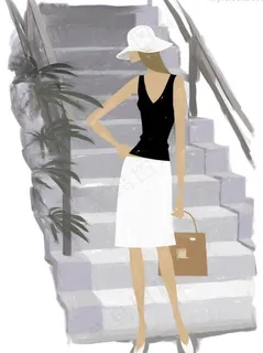 下楼梯的美女图片