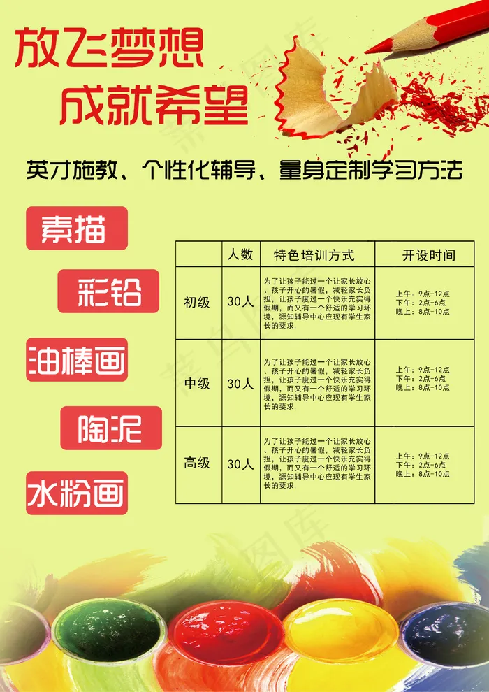 美术班招生宣传单PSD设计模板(2480X3508(DPI:300))psd模版下载