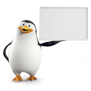 3d企鹅空白广告牌图片