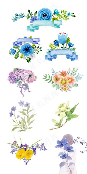 小清新文艺手绘花朵淘宝素材