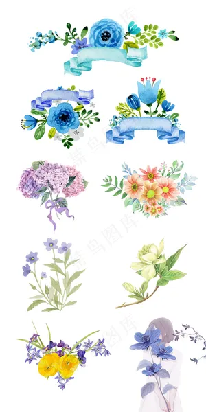 小清新文艺手绘花朵淘宝素材