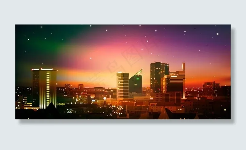 城市夜景图片eps,ai矢量模版下载