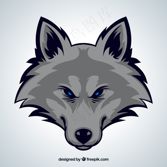 矢量卡通可爱狼