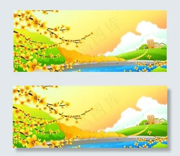 茉莉开阔的室外风景矢量素材