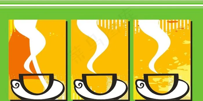 绿色 杯子 水杯 线条 抽象 无框...cdr矢量模版下载