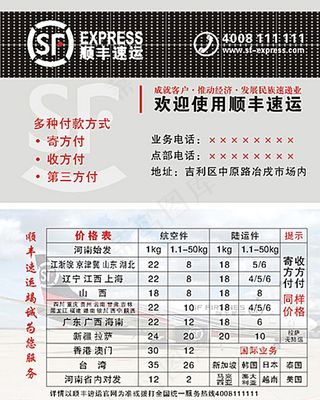 顺丰快递名片图片