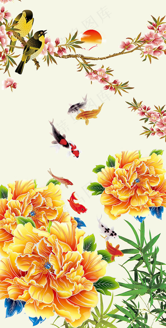 中国风psd分层国画元素psd素材(4961X9803(DPI:300))psd模版下载