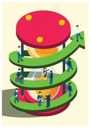 商业上的成功概念设计与人类沙漏自由...