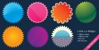 Web 2绿橙红色的徽章