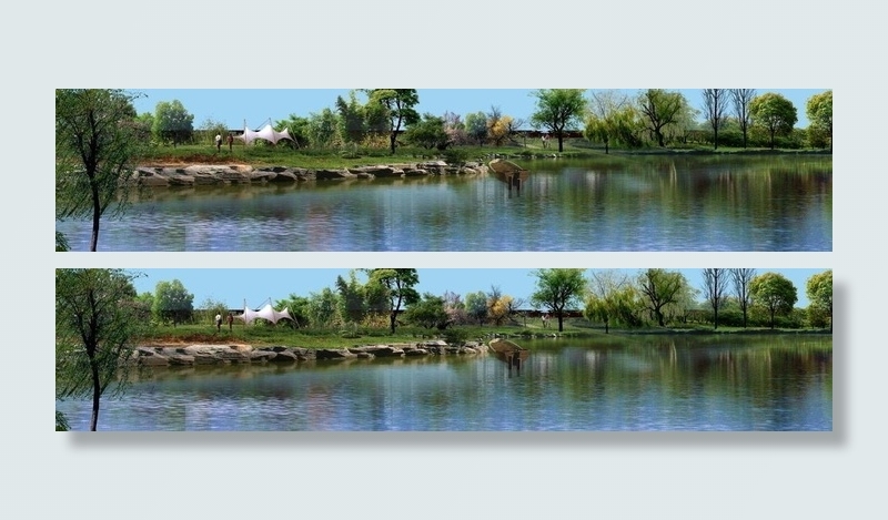 园林景观花草树林鸟瞰透视效果图ps...