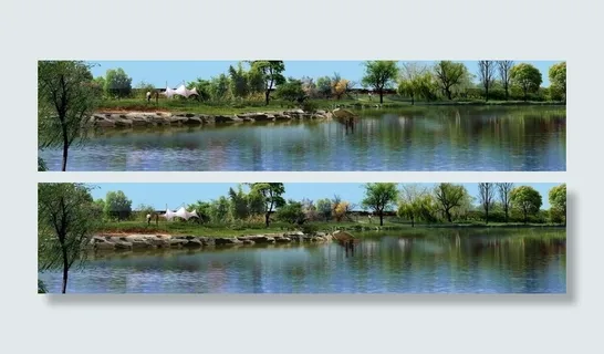 园林景观花草树林鸟瞰透视效果图ps...