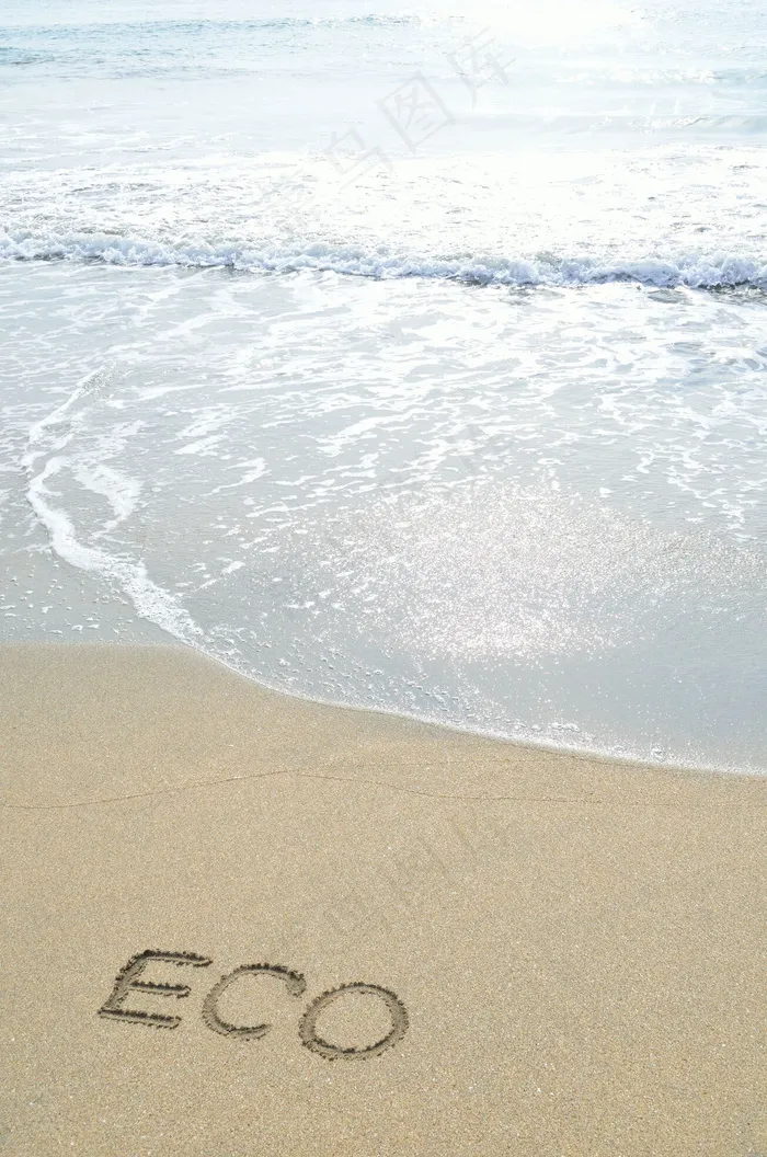 沙滩海滩eco环保标志图片