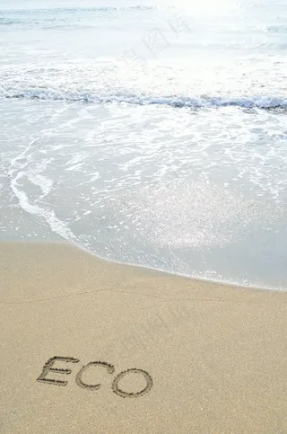 沙滩海滩eco环保标志图片