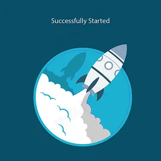 精致矢量火箭成功启动插画图片
