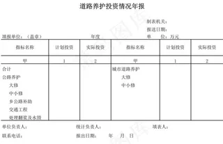 道路养护投资情况年报