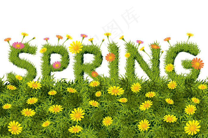 春天雏菊花丛矢量素材