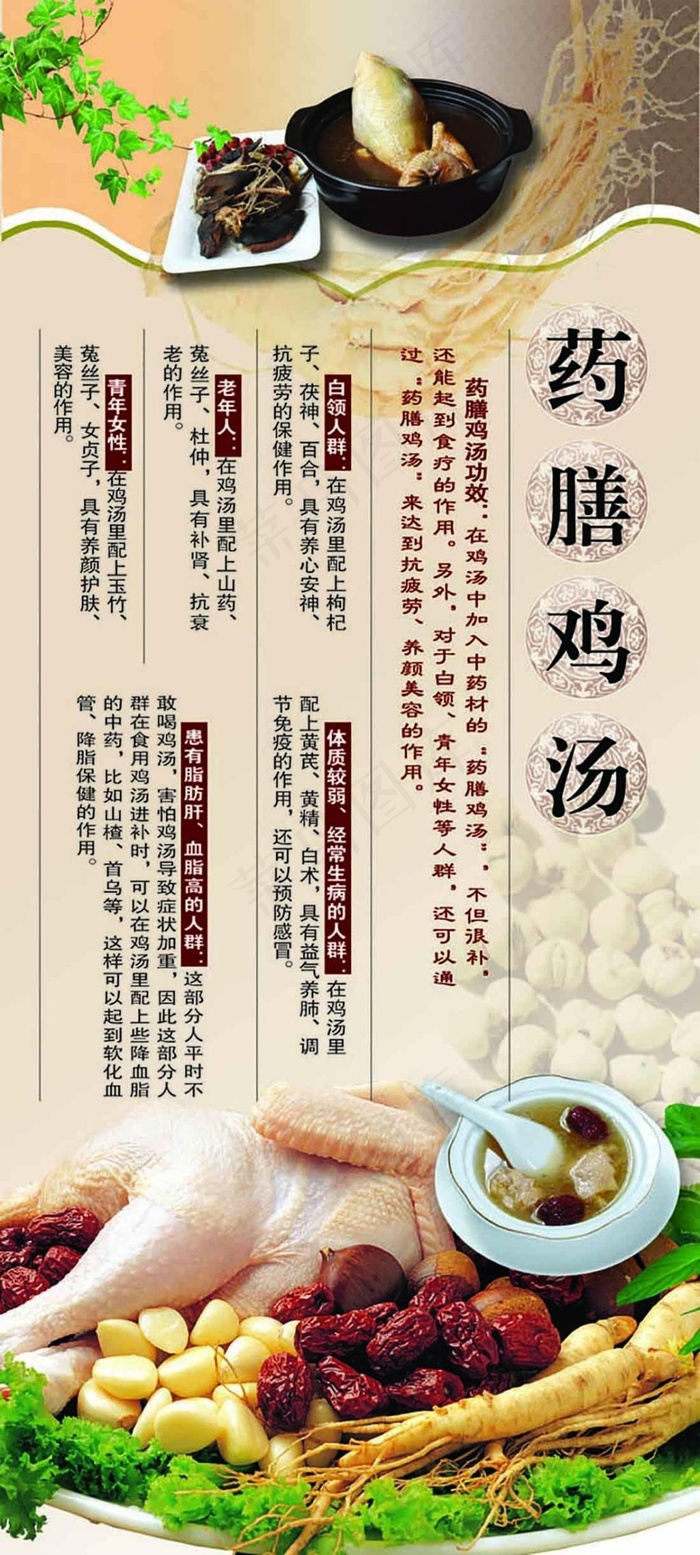 药膳鸡汤美食展板设计psd素材