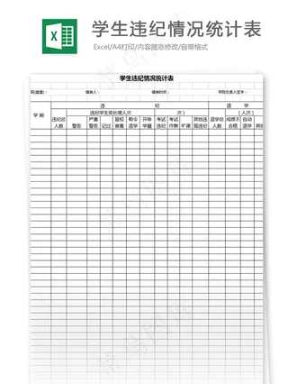 学生违纪情况统计表格