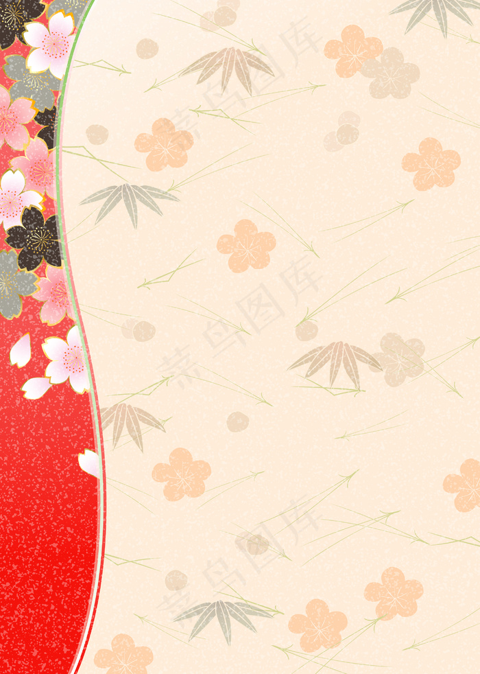 红白曲线碎花效果图