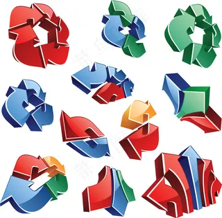 复杂的三维箭头矢量