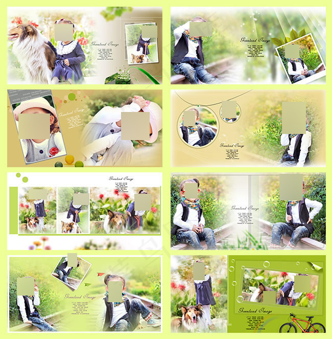 优雅女孩儿童摄影写真相册模板psd...