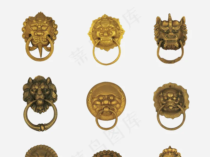 2017中国古典兽首狮头门环免抠p...psd模版下载