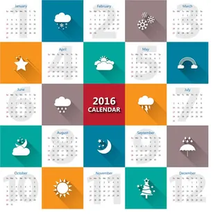 2016年日历模板矢量素材集合V.69